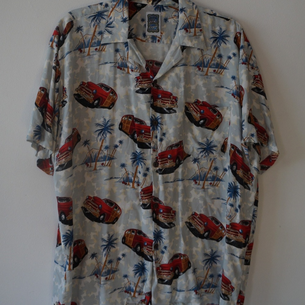 Mens XL Hawaiian Shirt Woody Palm Trees - Picture 2 of 7